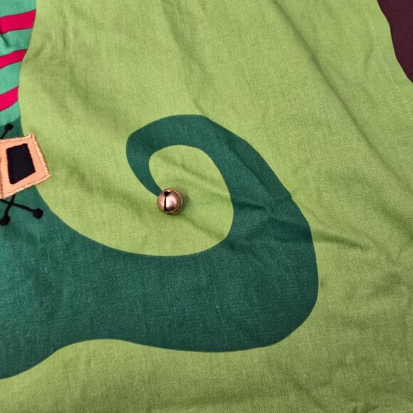 NEW NWT Pier One Holiday Christmas Green Elf Cooking Baking Apron Sparkles! Bell - Picture 7 of 11